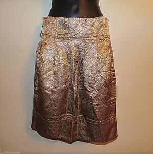 BCBGMAXAZRIA Gold Metallic Lined Skirt